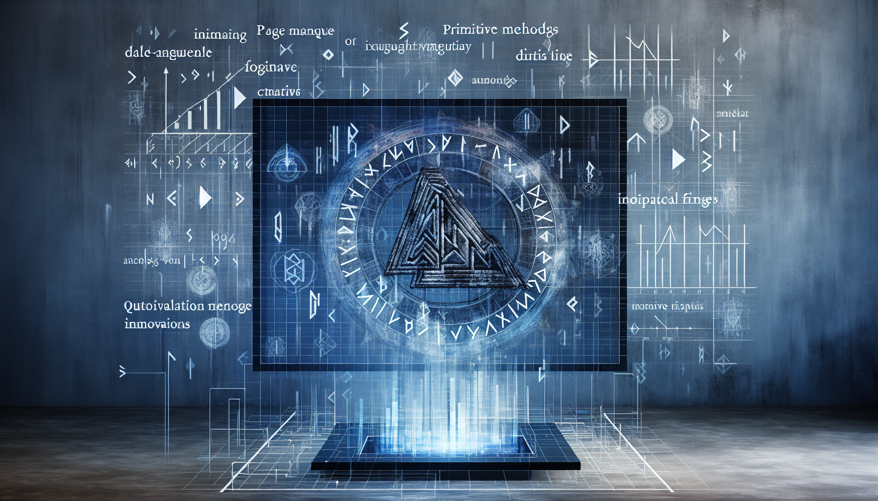 Dataskjerm viser runeinspirert system for finansanalyse