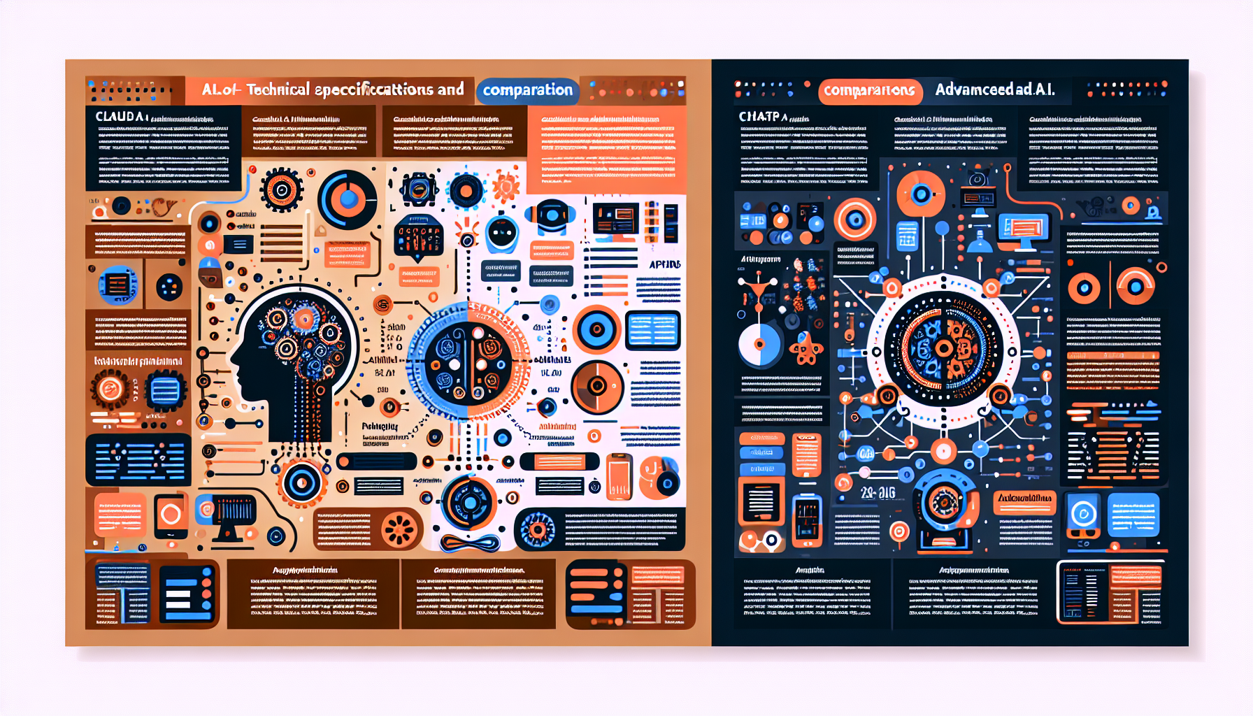 Infografikk som sammenligner tekniske spesifikasjoner av Claude og Chat-GPT.