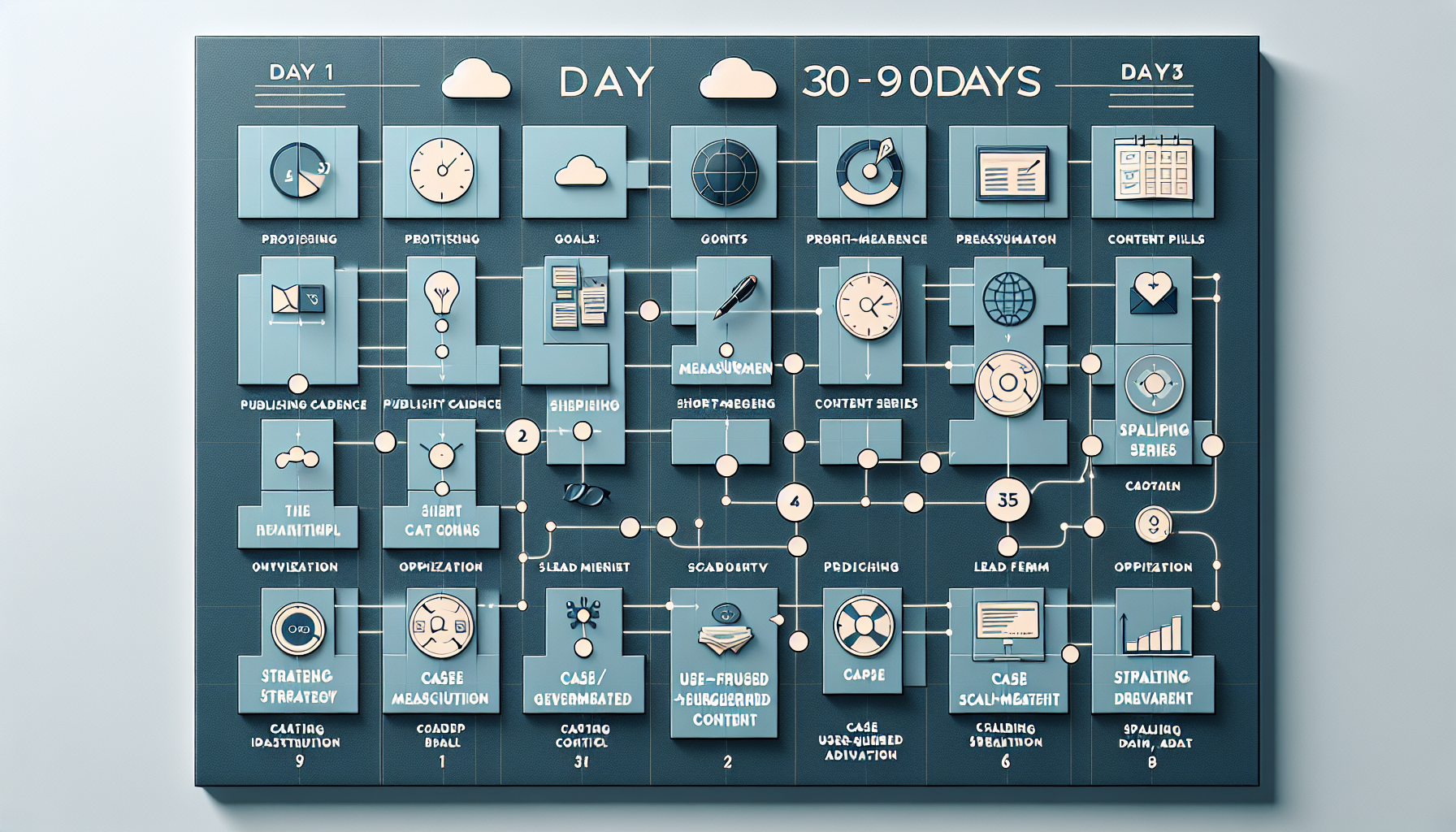 Roadmap for markedsføring i 2026 med plan for dag 1–30, 31–60 og 61–90